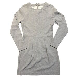 Madewell Gray Crew Neck Long Sleeve Pleated Dress Womens Size M